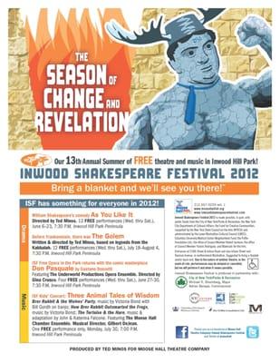 Inwood Shakespeare Festival 2012 Season Schedule