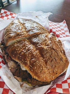 Torta Texana. Milanesa, Salchicha, y pierna. Muy buena ! Solo pude terminar mitad de la torta