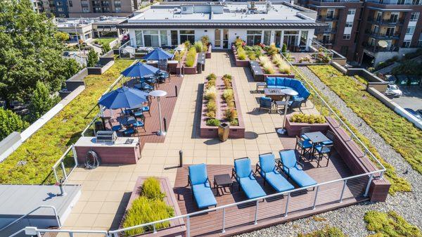 Rooftop Deck at The 101 Apartments, Kirkland, WA - Aerial