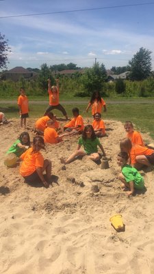 Sand castle building contest at Summer Camp