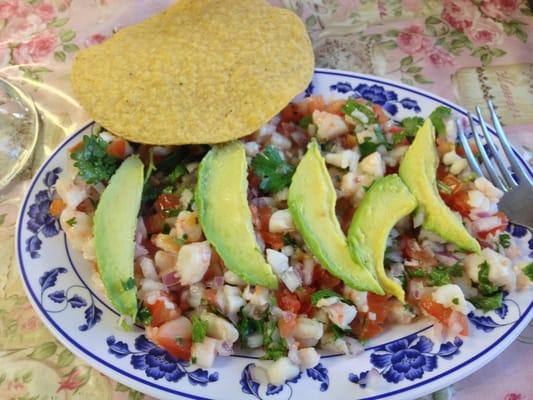 Shrimp ceviche tostadas.