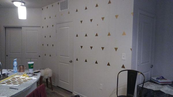 Tiffany, in downtown Charlotte, wanted to spruce up her kitchen wall in her small apartment. This was a fun project!