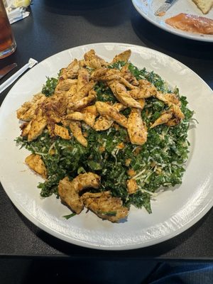 Kale salad with blackened chicken