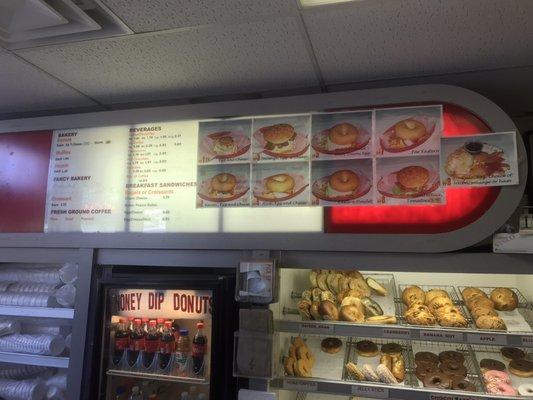 Delicious breakfast sandwiches and a great selection of bagels and donuts!