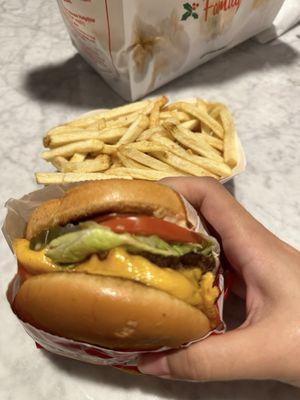 Animal style cheese burger