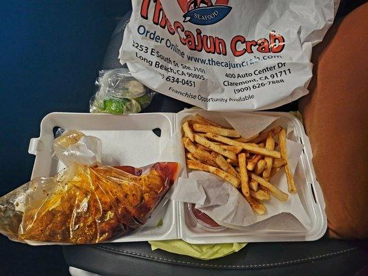 1lb of Shrimp with Cajun Fries.