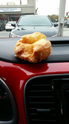 A b-milk doughnut on the dash.