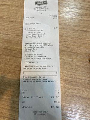 Un ejemplo de buen servicio en este pecifico pollo campero y de la 7th street necesita entrenamiento y cambio de atitude de intelligencia