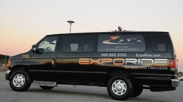 Expo Ride by Masters Limousine Airport Transportation, To and From LAX, LGB, SNA, BUR and Cruise Terminals up to 9 Passengers