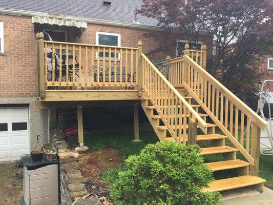 New back corner treated wood deck installed near Winton Road Cincinnati Ohio area