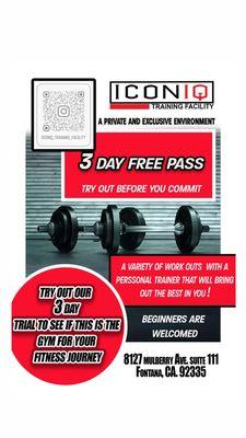 Take Advantage of our 3 Day Free Pass DM for more information