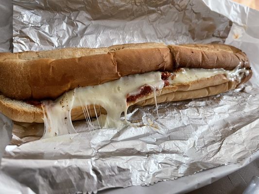 Chicken parmigiana sub.