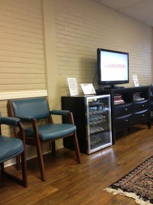 They even have a mini fridge full of water bottles in their waiting room!