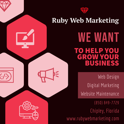 Ruby Web Marketing Located in Chipley Florida. We create websites and more!