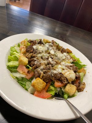 Philly steak salad with croutons