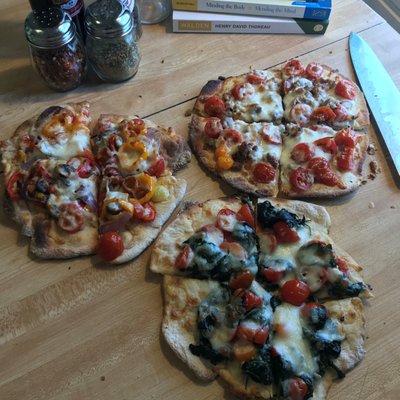 Cheese & Sausage, Veggie and Spinach Pizza