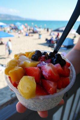 Milk Snow with mango, strawberry, and boba