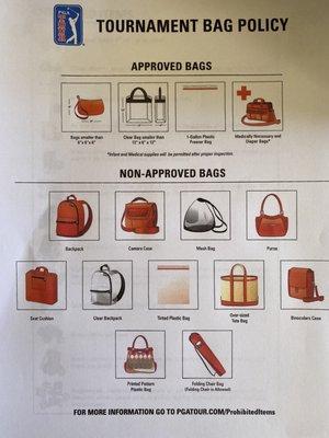 AT&T golf tournament bag policy