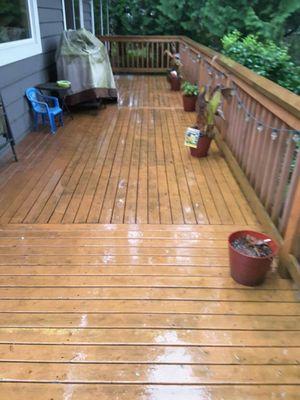 Cleaned deck after roof clean