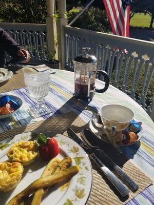 Breakfast on the gorgeous wrap around porch