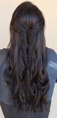 Dark hair, extensions, and braiding