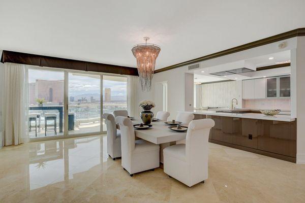 Dining room of a condo that was renovated and sold by Derek Parent.