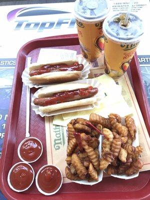 My hot dog's with just ketchup