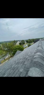 Finished shingle roof.