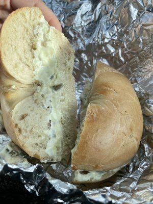 Plain bagel with jalapeño cream cheese ($4.50)