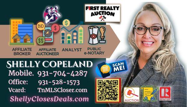 Shelly Copeland Affiliate Broker, Auctioneer Business Card - ADD TO CONTACTS @#TnMLSCloser.com