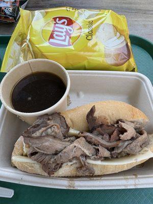 French dip sandwich (comes with bag of chips)