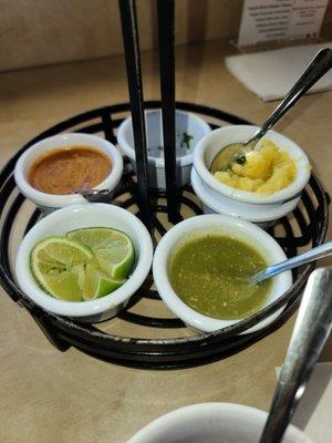 All the condiments served with every dish