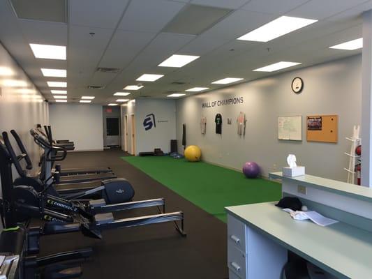 cardio area, warm up, mobility, core, and conditioning area.