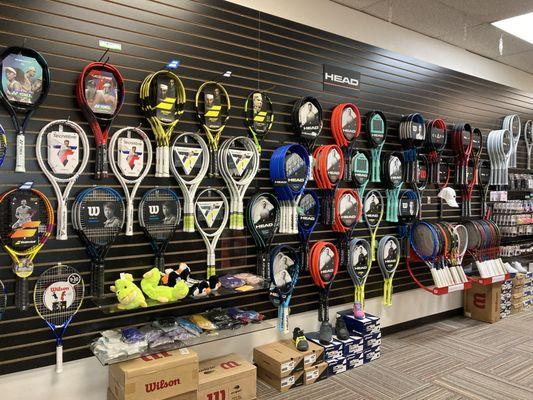 Great selection of racquets in stock.