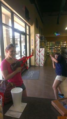 Me joking with a liquor gun with Diann, her and Cassie were awesome! Must go there!