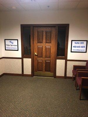 Title Services of Blue Valley - Suite 205 (around the corner from elevator)