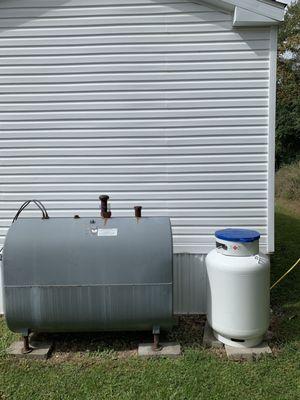 50-gallon Propane Tank on right.