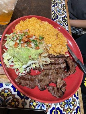 Carne Asada no beans for my 18 year old Carne connoisseur.