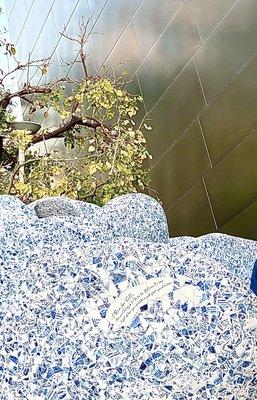 b/c Lillian Disney was a fan of Dutch Royal Deft porcelain, Architect Gehry created a mosaic rose fountain using 200 vases & 8,000 tiles