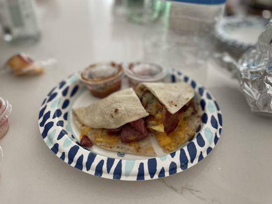 Bacon, Egg and Cheese Taco sausage potato egg and cheese taco