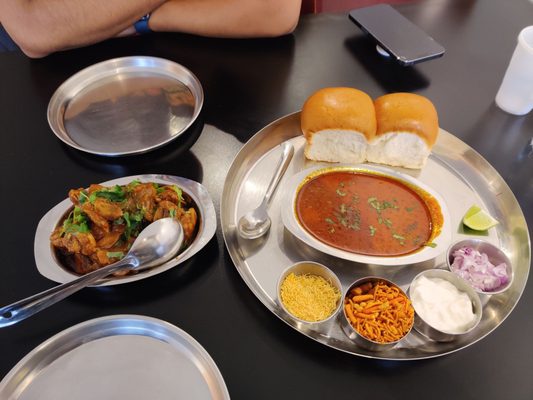 Chicken Sukka and missal pav