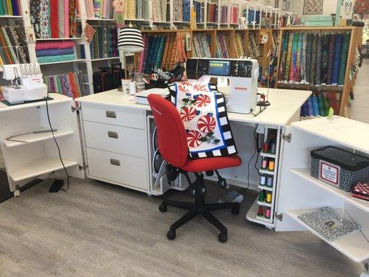 We have amazing machines whether you Quilt, embroider or just sew! Sewing Cabinets too!