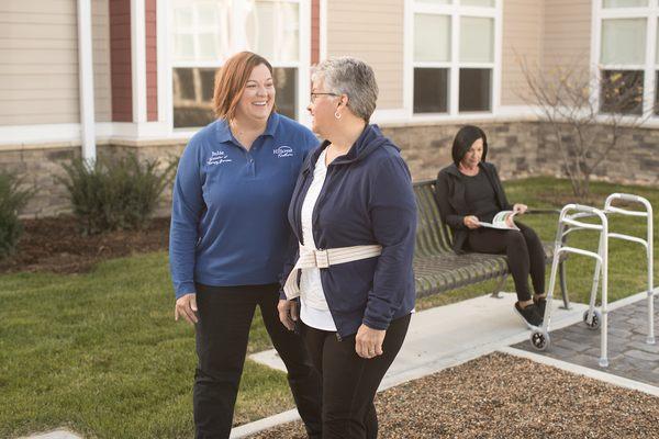 Outdoor terrain course to help guests practice on various terrains during physical therapy.