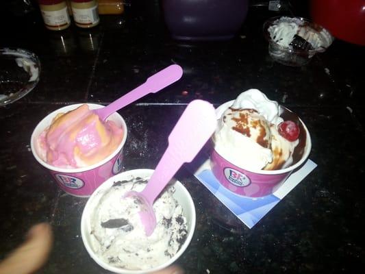 The one with a cherry is my two scoop sundae.. the others are kids scoops.. sad size difference.. or lack there of!