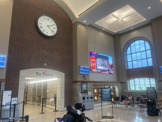 Station waiting area and hall to trains