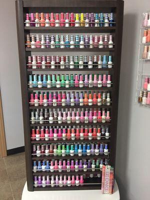 Our DND gel polish rack which comes with a matching nail lacquer