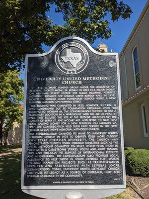 University United Methodist Church historic marker