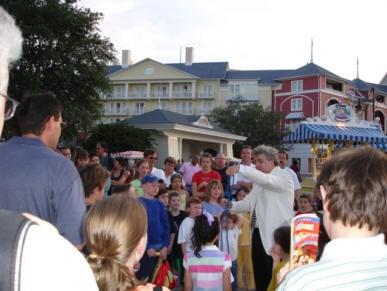 At the Boardwalk .Gathering an audience of all ages.