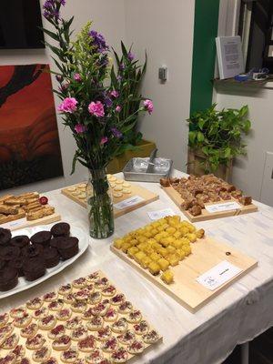 The dessert bar set up for the social event