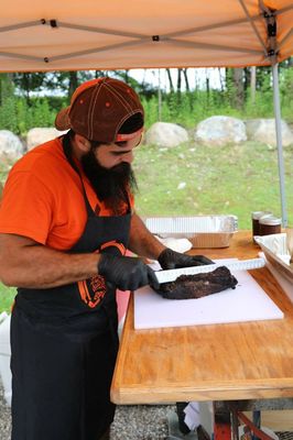 Slicing up some brisket from one of our events from over the summer